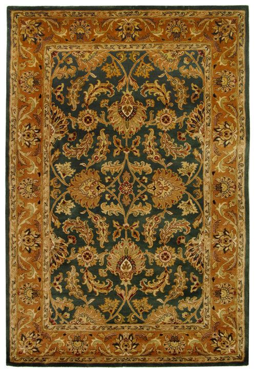 Canora Grey Rikkita Handmade Hand Tufted Wool Dark Green / Gold Rug Wayfair